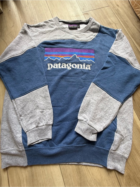 Patagonia Other - Reworked Patagonia Men's Blue & Gray Crewneck Sweatshirt